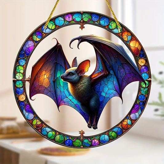 Bat Colorful Acrylic Window Decor, mythical creature Acrylic Window Hanging Art Decoration, Indoor Decor, Bat lovers gift , Garden Gift, Gift For Home