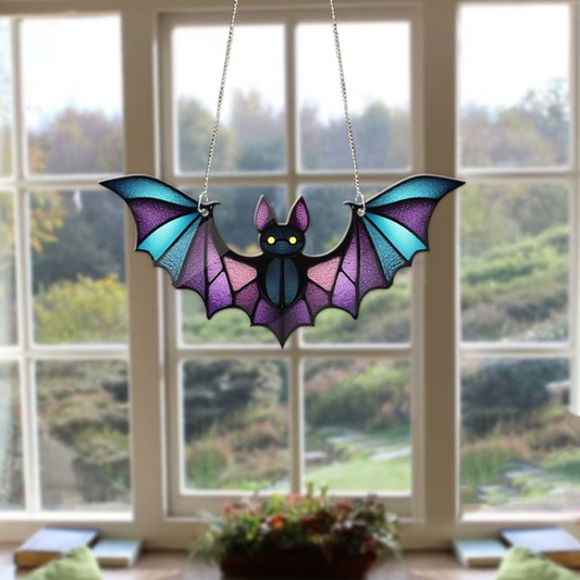 Bat Colorful 2 Acrylic Window Hanging, Indoor Decor, Bat lovers gift, Garden Gift, Home Decor
