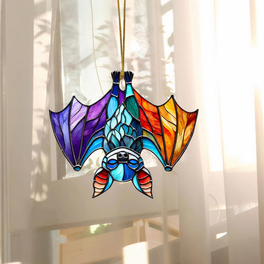 Upside Down Bat Colorful Ornament Suncatcher