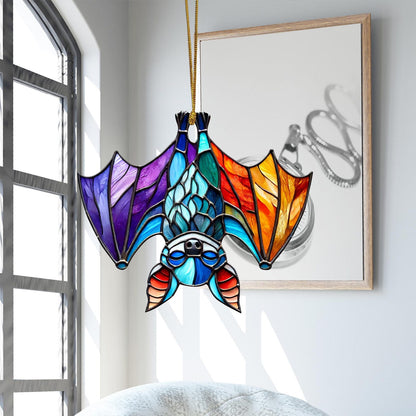 Upside Down Bat Colorful Ornament Suncatcher