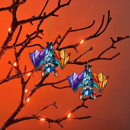 Upside Down Bat Colorful Ornament Suncatcher