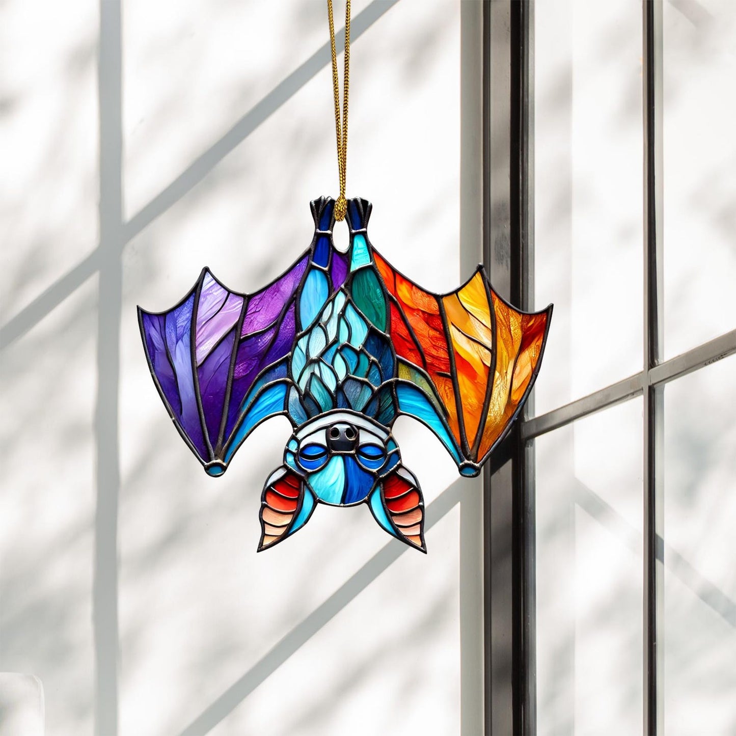 Upside Down Bat Colorful Ornament Suncatcher