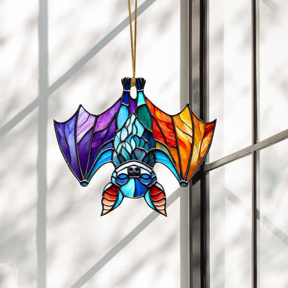 Upside Down Bat Colorful Ornament Suncatcher