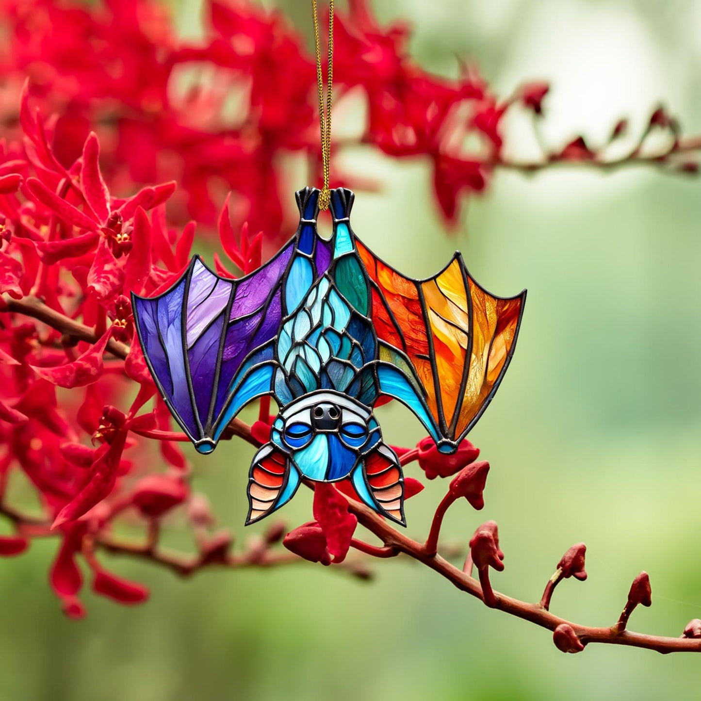 Upside Down Bat Colorful Ornament Suncatcher