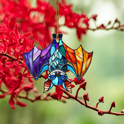 Upside Down Bat Colorful Ornament Suncatcher