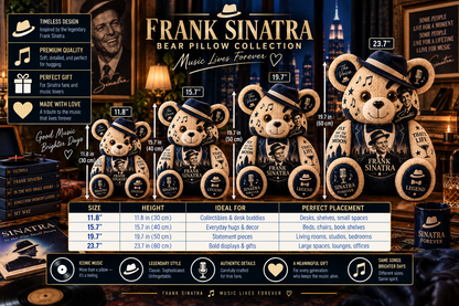 Frank Sinatra Bear Custom Shaped Pillow – The Voice Music Legend Fan Gift