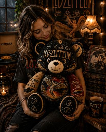 Led Zeppelin Bear Custom Shaped Pillow – Gift for Classic Music Lover