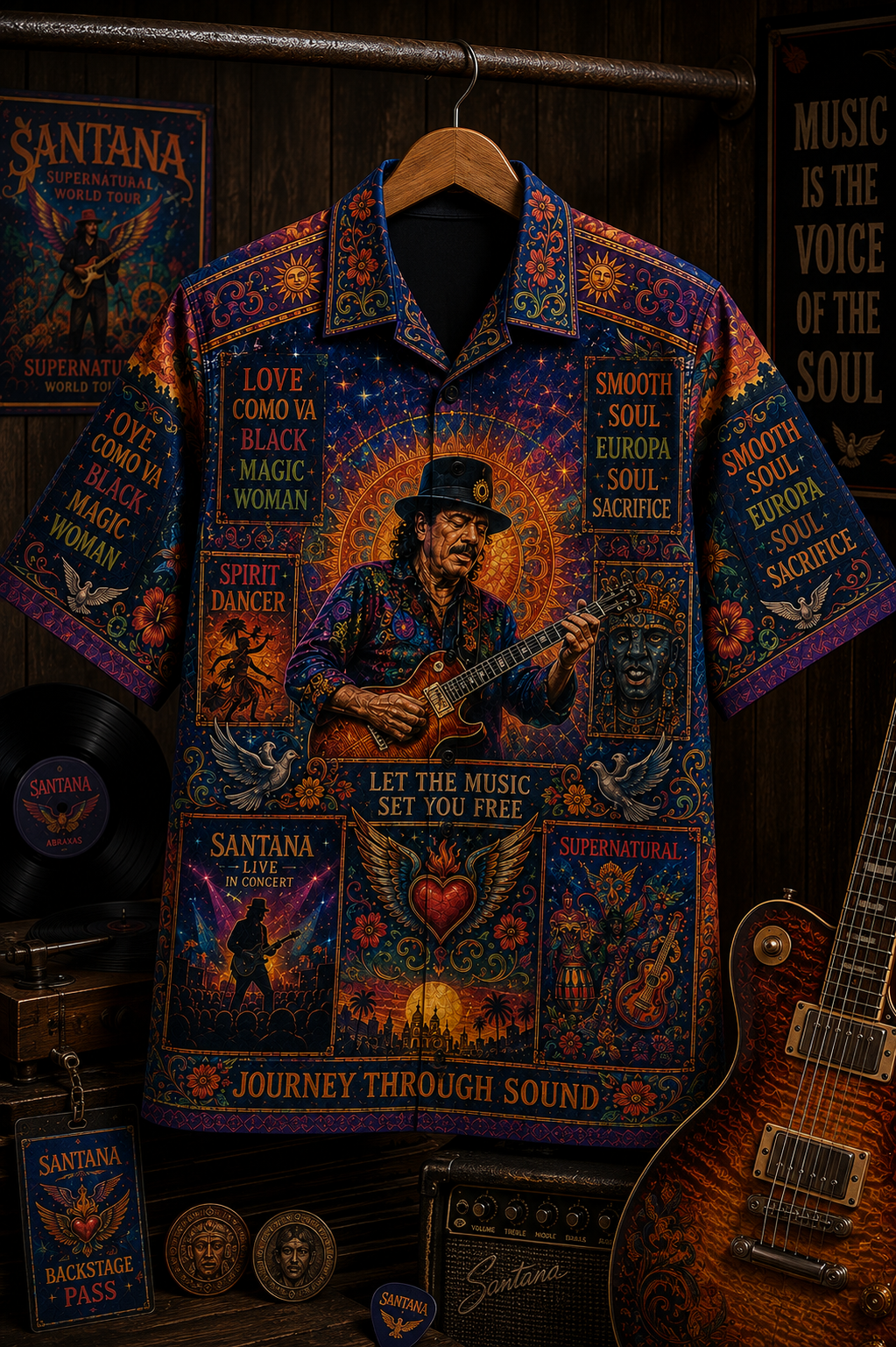 Santana Hawaiian Shirt - Vintage Music Fan Gift