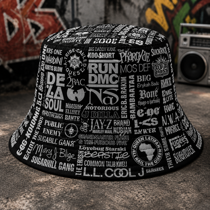 Classic Golden 80’s & 90’s Hip Hop All Over  Bucket Hat Version 2