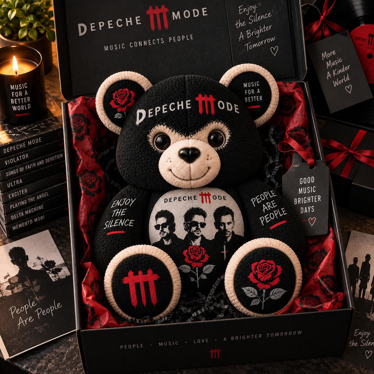 Depeche Mode Bear Custom Shaped Pillow – Synth-Pop Music Fan Gift, Personal Jesus & Violator Collectible