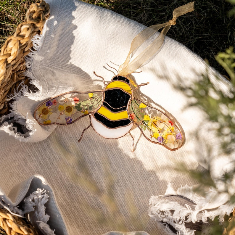 Bumble Bee Stained Glass Window Hangings