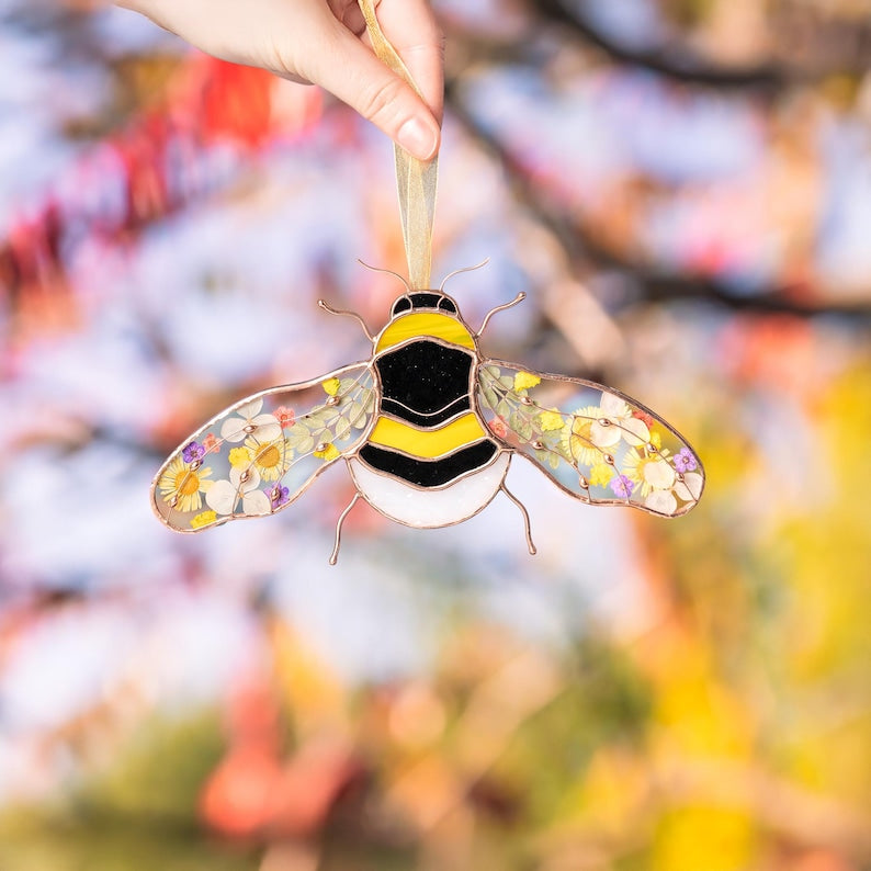 Bumble Bee Stained Glass Window Hangings