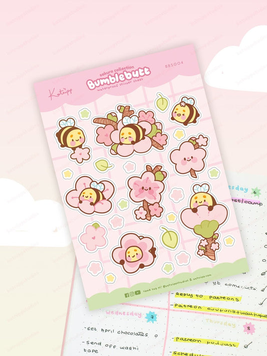 Bumblebee Sakura Waterproof Sticker