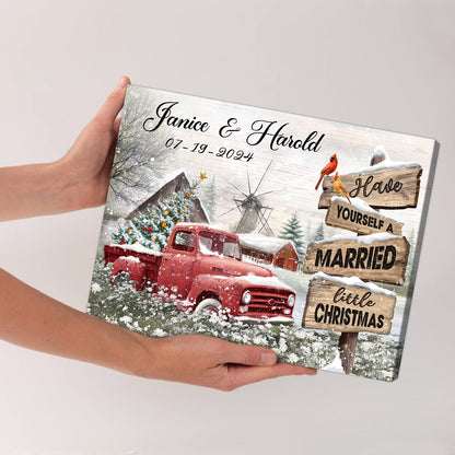 Best Christmas Gift For Newlyweds Farmhouse Red Truck Canvas