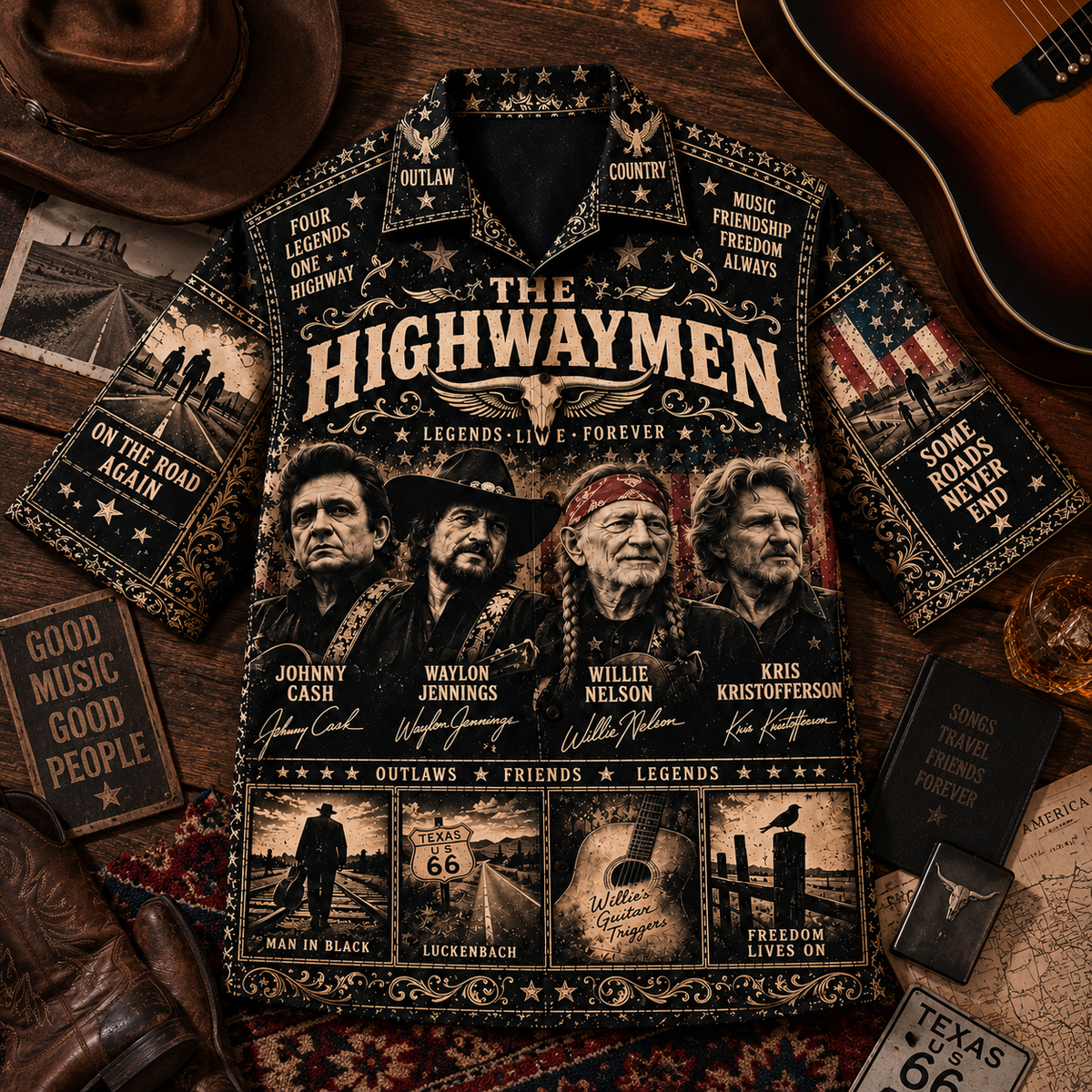 The Highwaymen Hawaiian Shirt - Vintage Country Music Fan Gift
