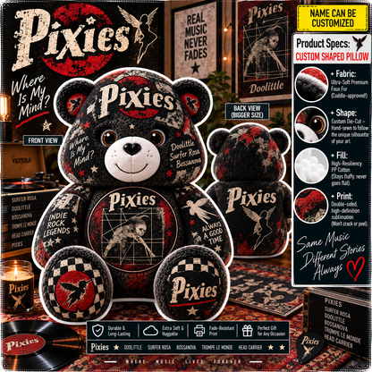 Pixies Custom Shaped Bear Pillow – Alternative Rock Inspired Gift for Pixies Fans