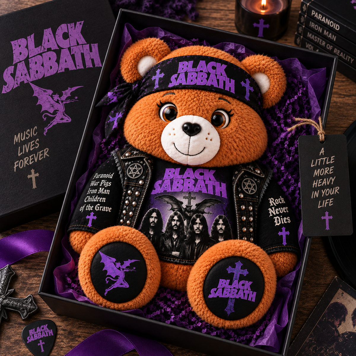 Black Sabbath Custom Shaped Bear Pillow – Heavy Metal Inspired Gift for Black Sabbath Fans