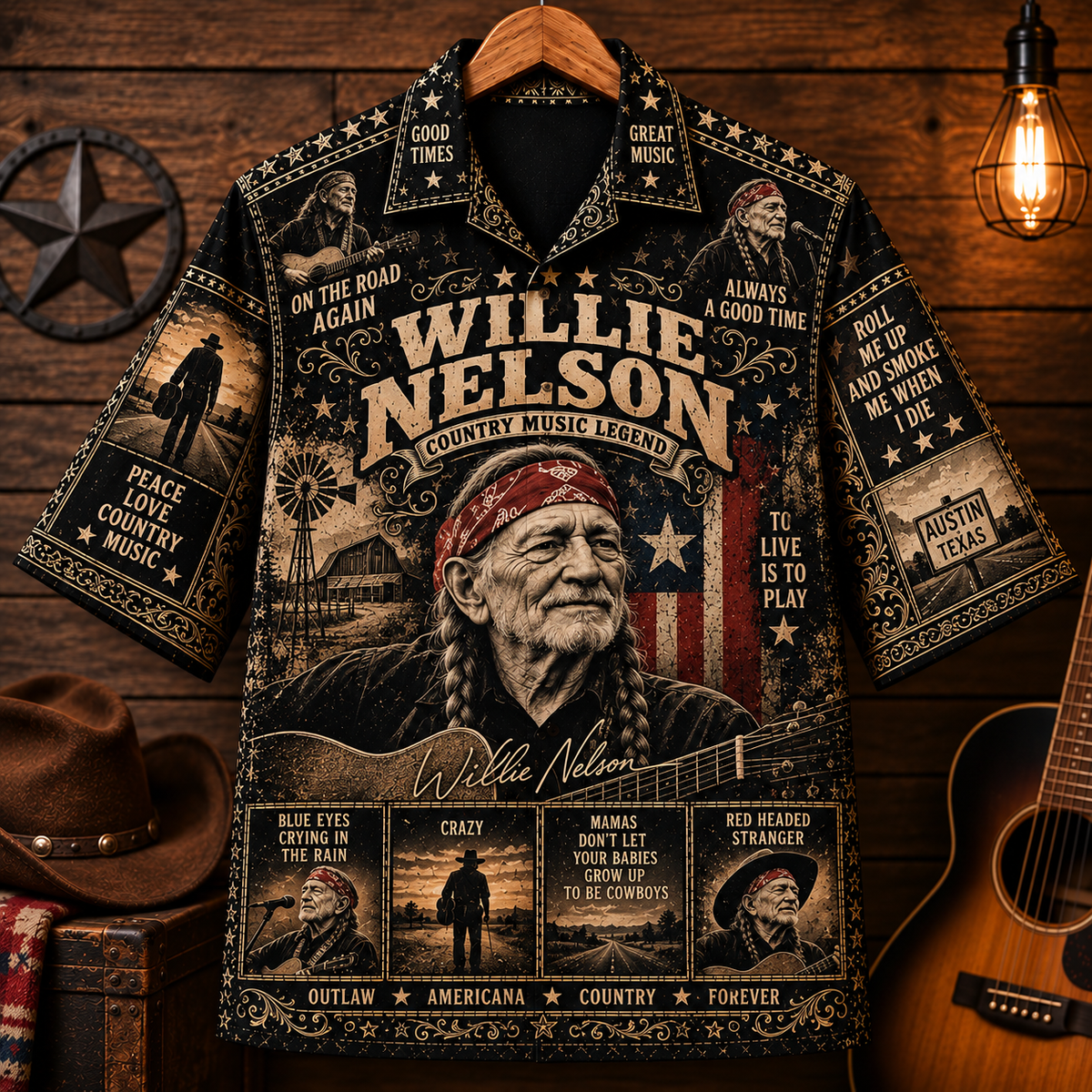 Willie Nelson Hawaiian Shirt - Vintage Country Music Fan Gift 2