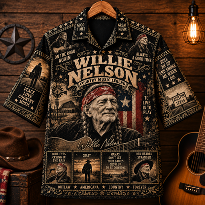 Willie Nelson Hawaiian Shirt - Vintage Country Music Fan Gift 2