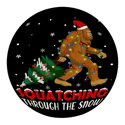 Funny Sasquatch & Christmas Tree Car Coaster