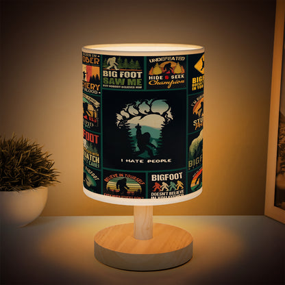 Bigfoot Vintage I Hate People  Collection Wood Base Fabric Lamp,  Retro Home Décor Gift