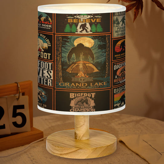 Bigfoot Vintage Collection Wood Base Fabric Lamp,  Retro Home Décor Gift