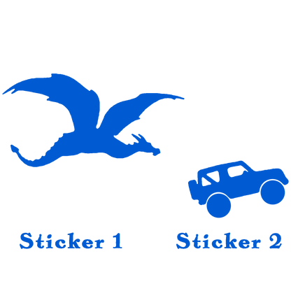 Set of 2 - Dragon vs Car Sticker
