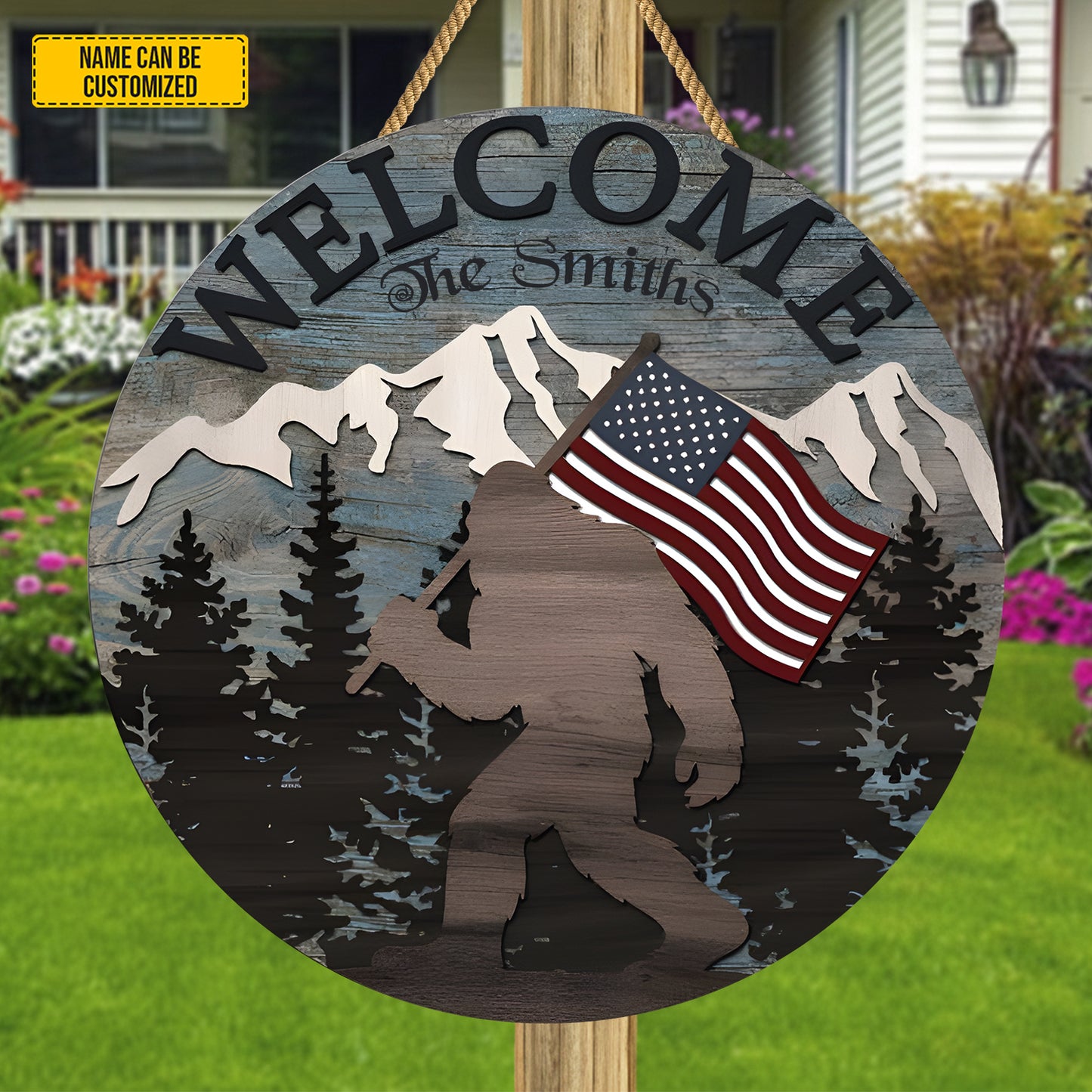 Personalized Bigfoot Freedom Wooden Sign