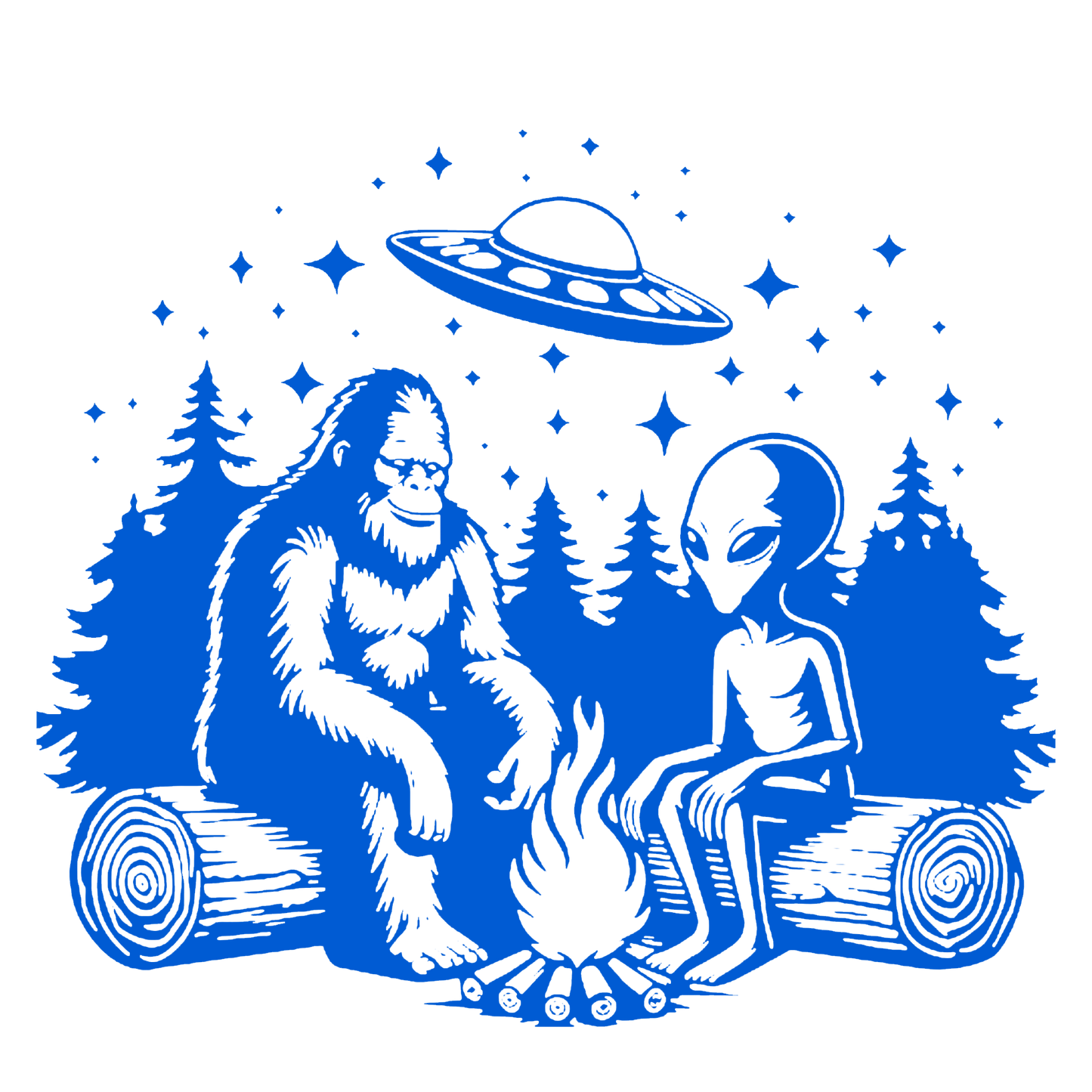 UFO, Bigfoot & Alien Campfire Sticker