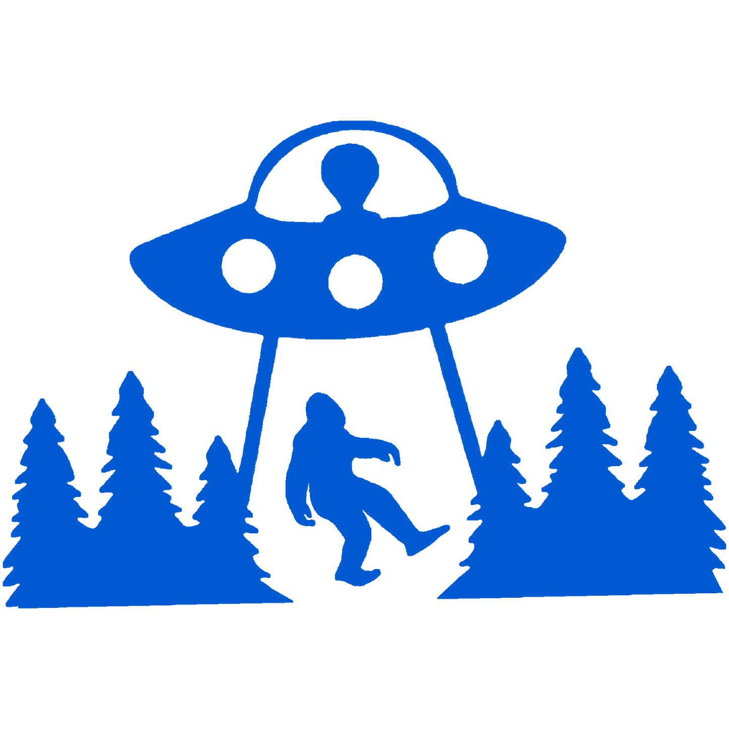 Bigfoot Sasquatch Alien UFO Trees Vinyl Sticker