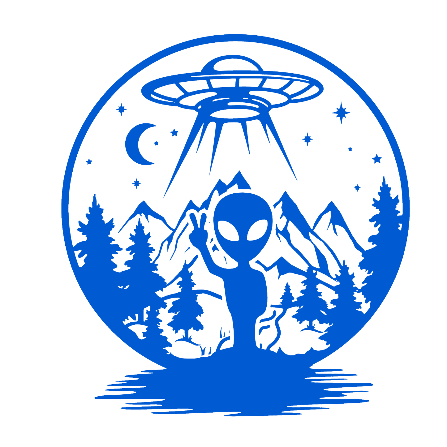 Alien Peace in the Forest – UFO Sticker
