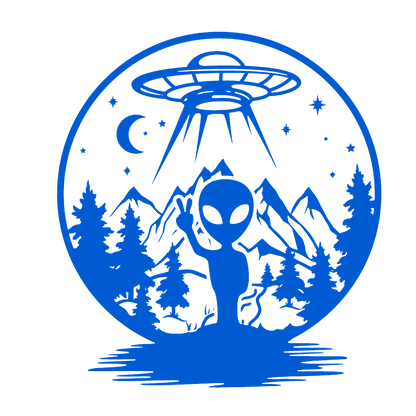 Alien Peace in the Forest – UFO Sticker