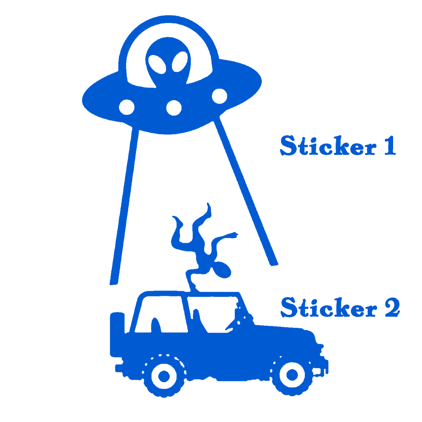 Set of 2 – UFO & Alien Jeep Vinyl Stickers