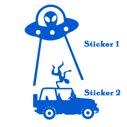 Set of 2 – UFO & Alien Jeep Vinyl Stickers