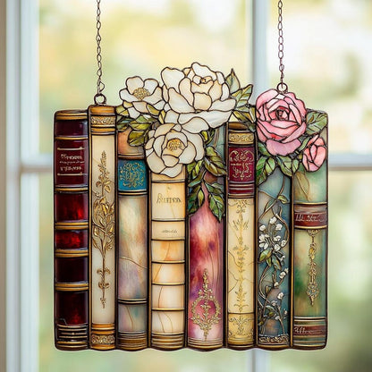 Jane Austen Book Stack Acrylic Suncatcher Window Hanging