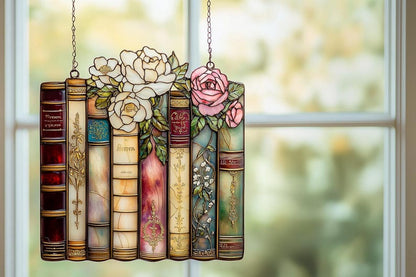 Jane Austen Book Stack Acrylic Suncatcher Window Hanging