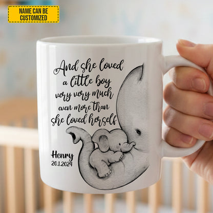 And She Loved - Personalized Elephant Mom & Baby White Mug