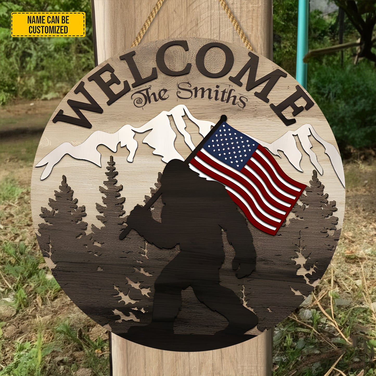 Personalized Bigfoot Freedom Wooden Sign