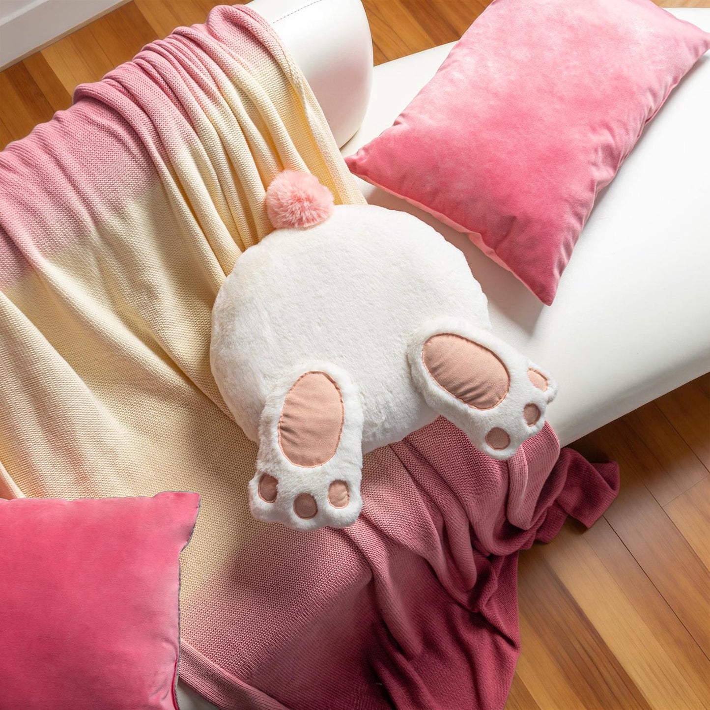 Cute Bunny Tail Throw Pillow Plush Rabbit Butt