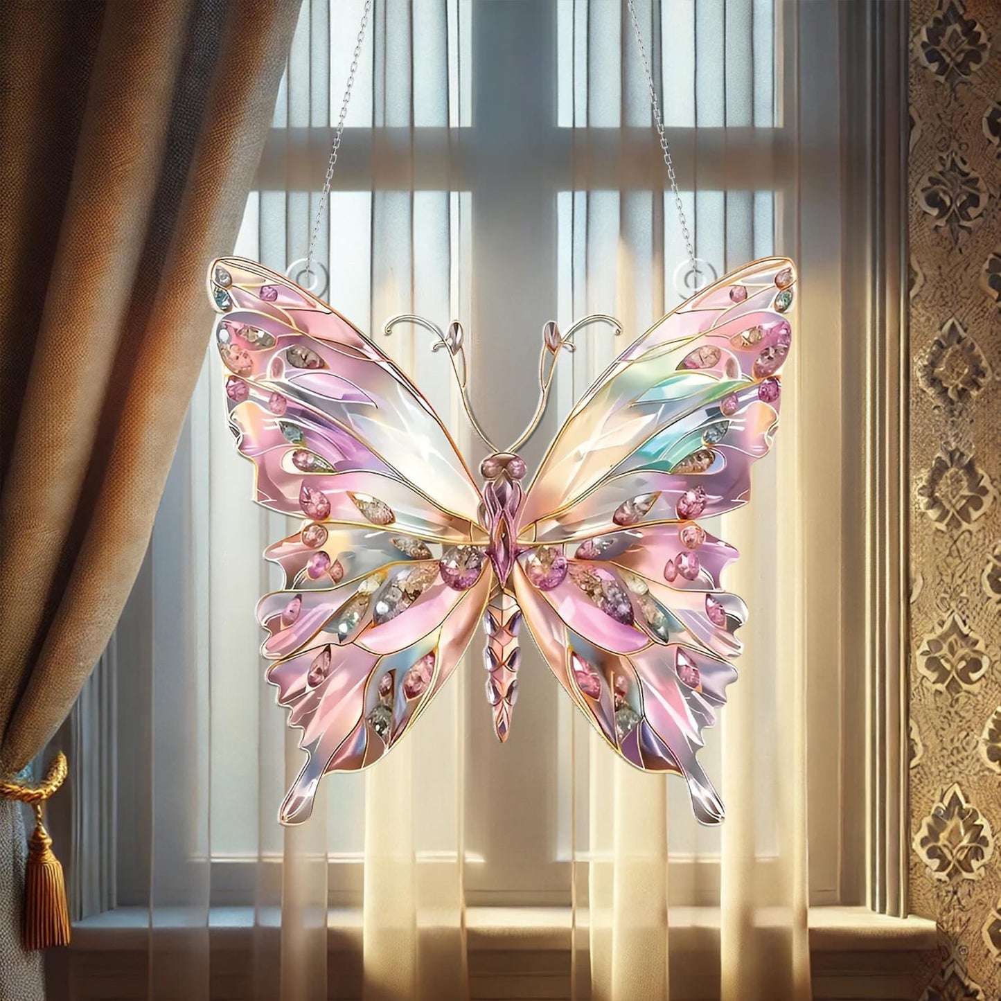 Crystal Butterfly Acrylic Window Hanging