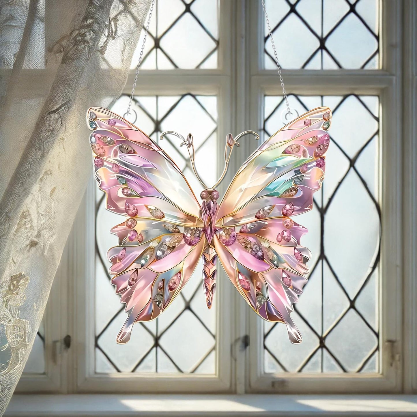 Crystal Butterfly Acrylic Window Hanging