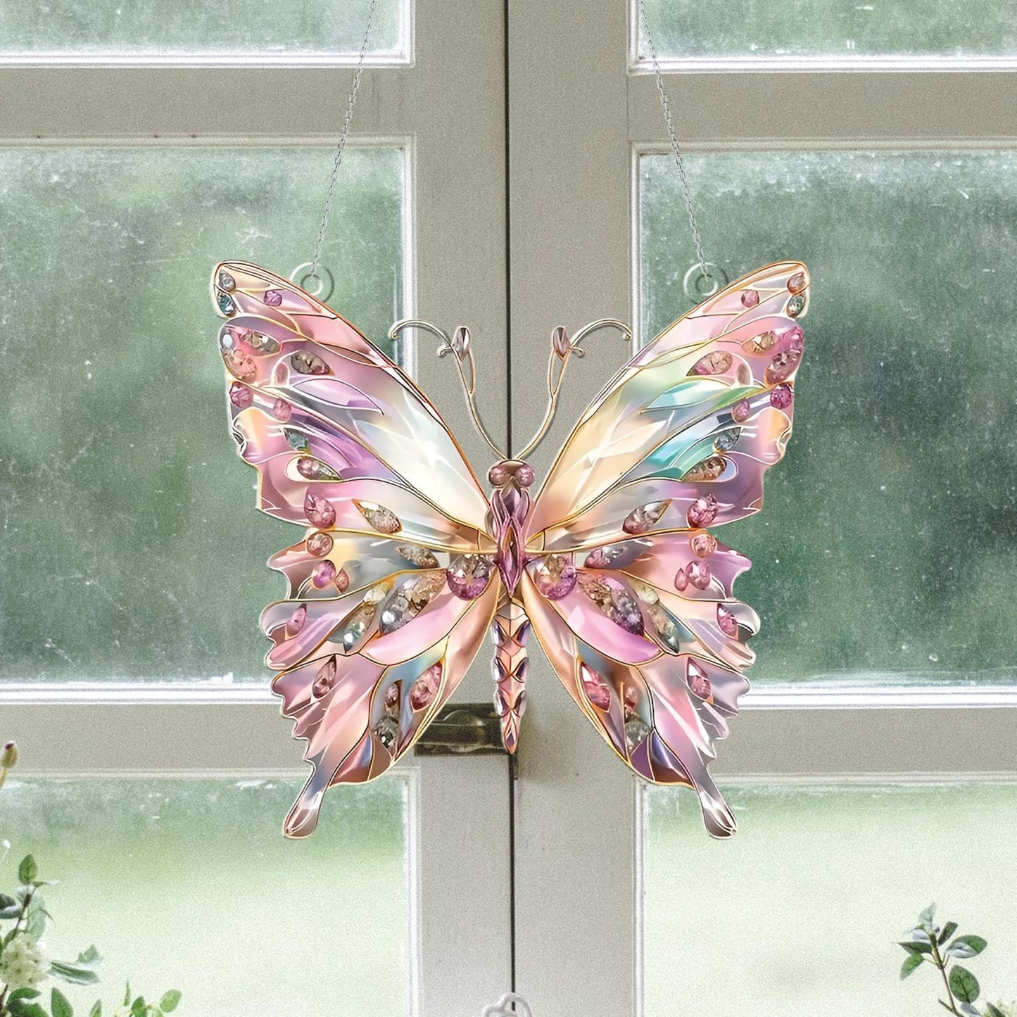Crystal Butterfly Acrylic Window Hanging