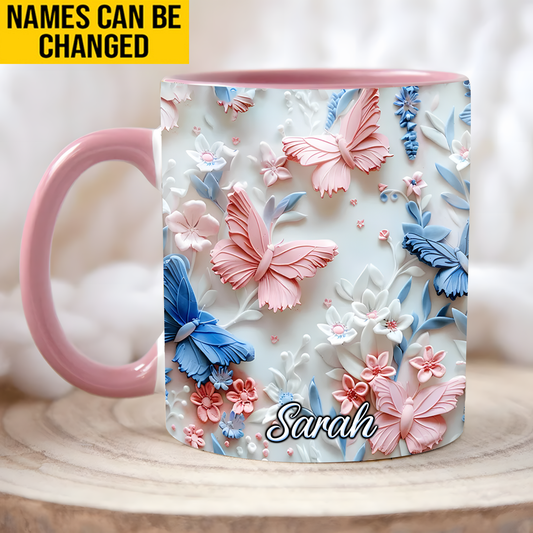 Butterfly and flower - Personalized Accent Mug