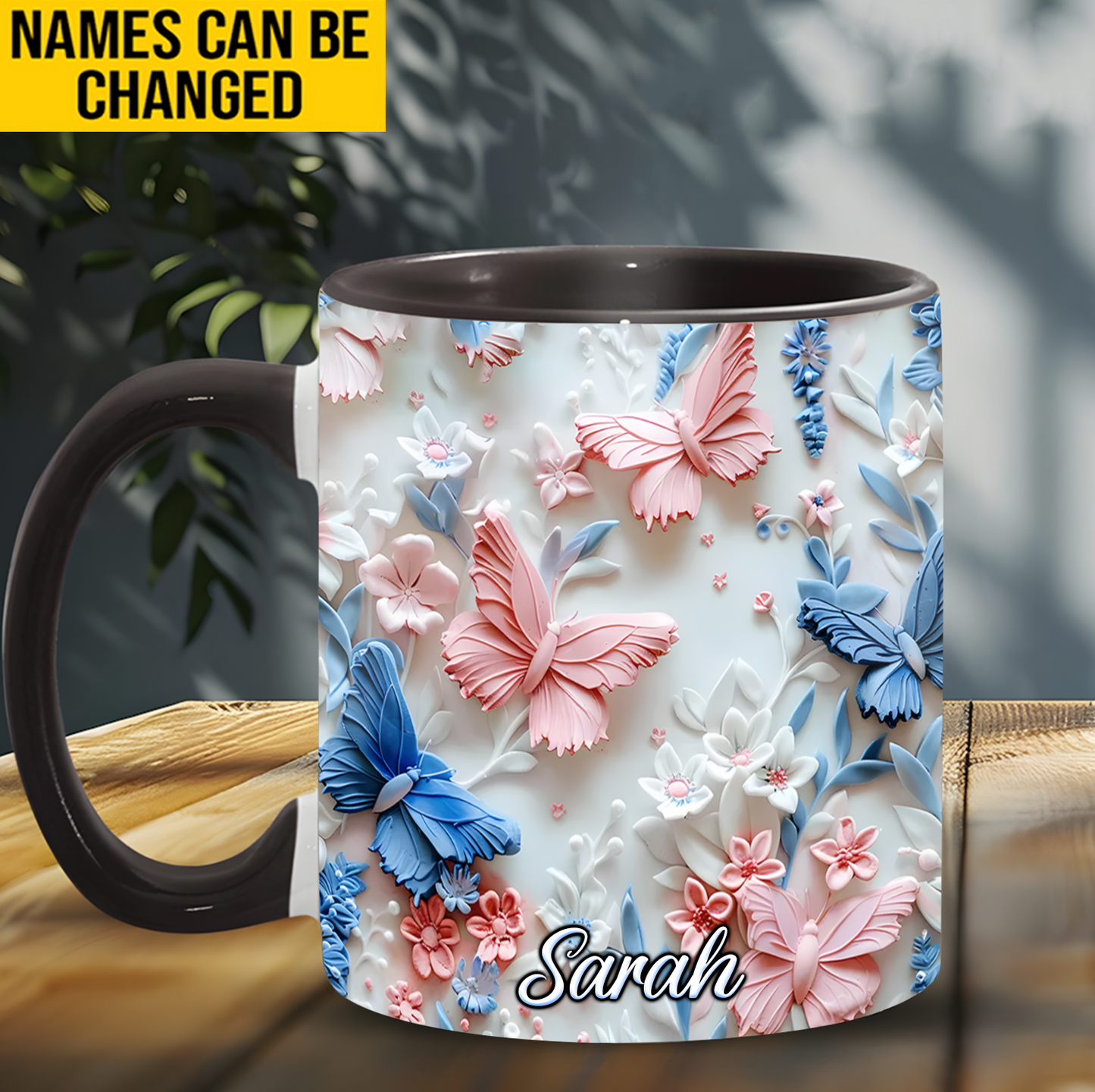 Butterfly and flower - Personalized Accent Mug