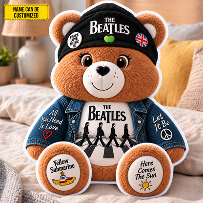 The Beatles Custom Shaped Bear Pillow – Abbey Road Inspired Gift for Beatles Fans