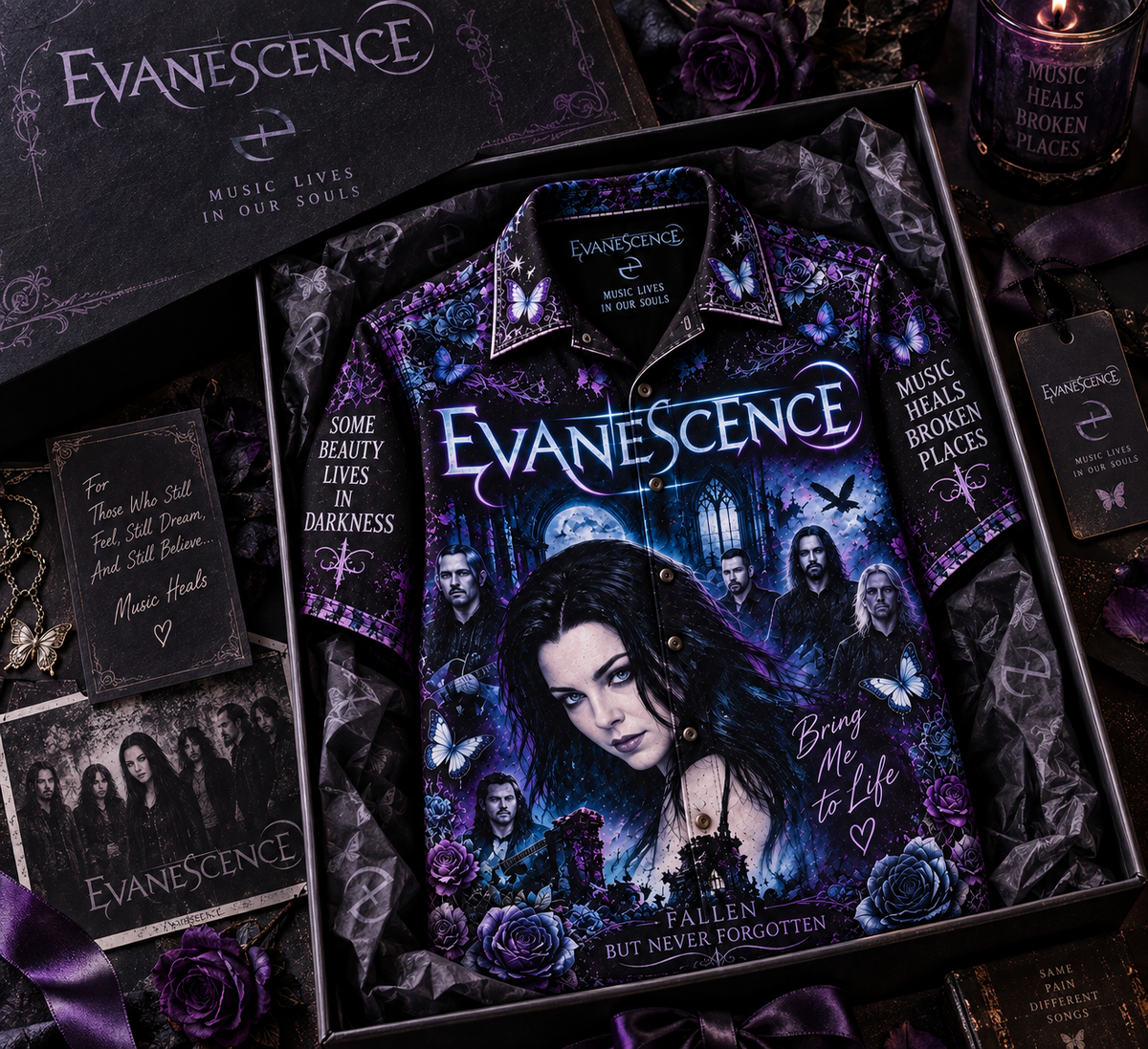 Evanescence Hawaiian Shirt – Fallen Gothic Rock Music Fan Gift