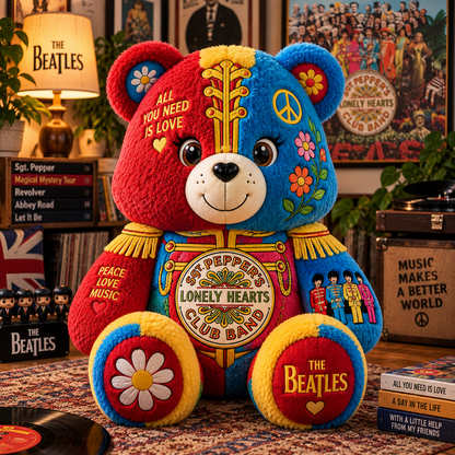 The Beatles Bear Custom Shaped Pillow – Gift for Beatles Fans & Music Lovers 3