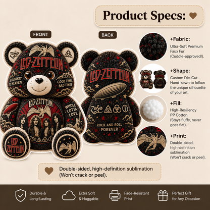 Led Zeppelin Bear Custom Shaped Pillow – Gift for Classic Music Lover 2