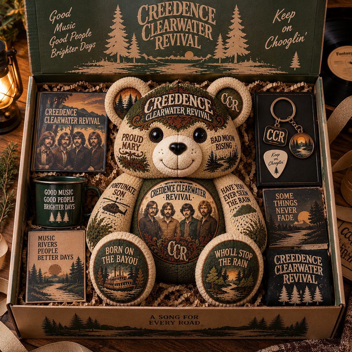 CCR Bear Custom Shaped Pillow – Rock Music Legend Gift