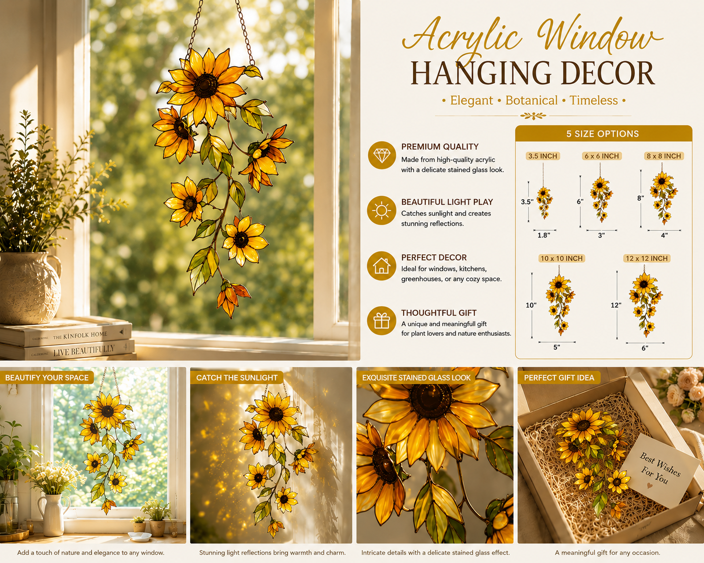 Beautiful Sunflower Window Hanging Suncatcher Acrylic